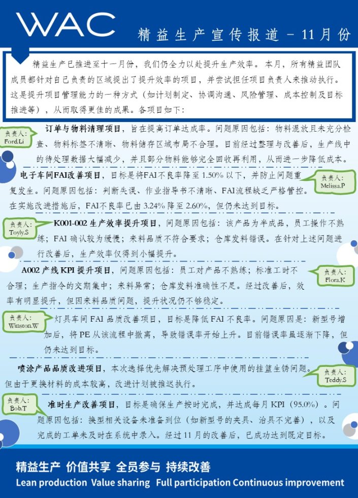 精益生产宣传报道-11月份 